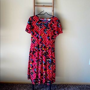 LuLaRoe Red multicolor Amelia Dress